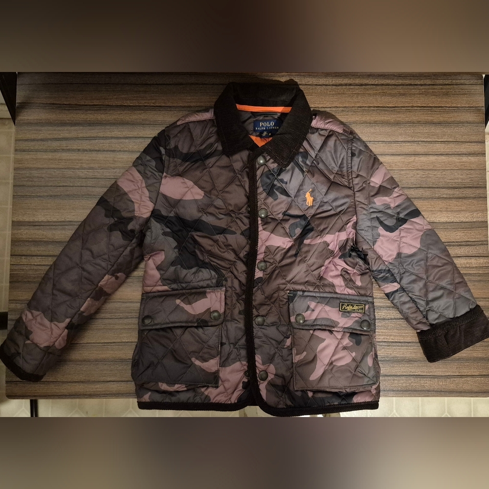 Polo by Ralph Lauren Kids Boys Camouflage Puffer Jacket - Black and Pink